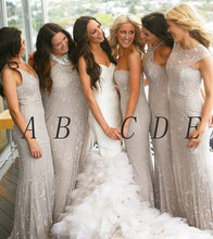 Sexy Bridesmaid Dresses V-neck Sheath/Column Tulle Long Bridesmaid Dresses JKB063
