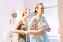 Short Bridesmaid Dresses A-line Scoop Tea-length 3D Flower Lace Bridesmaid Dresses JKB074|Annapromdress