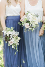 Two Piece Bridesmaid Dresses Spaghetti Straps Tulle Simple Navy Bridesmaid Dresses JKB076|Annapromdress