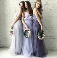 Two Piece Bridesmaid Dresses Aline Scoop Ivory Lace Boho Simple Tulle Bridesmaid Dresses JKB078|Annapromdress
