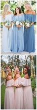 Beautiful Bridesmaid Dresses Off-the-shoulder A Line Long Chiffon Boho Bridesmaid Dresses JKB079|Annapromdress
