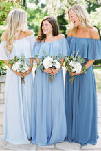 Beautiful Bridesmaid Dresses Off-the-shoulder A Line Long Chiffon Boho Bridesmaid Dresses JKB079|Annapromdress