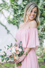 Beautiful Bridesmaid Dresses Off-the-shoulder A Line Long Chiffon Boho Bridesmaid Dresses JKB079|Annapromdress