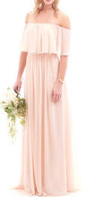Beautiful Bridesmaid Dresses Off-the-shoulder A Line Long Chiffon Boho Bridesmaid Dresses JKB079|Annapromdress