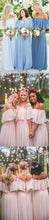 Beautiful Bridesmaid Dresses Off-the-shoulder A Line Long Chiffon Boho Bridesmaid Dresses JKB079|Annapromdress