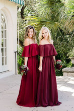 Beautiful Bridesmaid Dresses Off-the-shoulder A Line Long Chiffon Boho Bridesmaid Dresses JKB079|Annapromdress