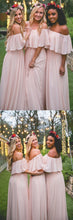Beautiful Bridesmaid Dresses Off-the-shoulder A Line Long Chiffon Boho Bridesmaid Dresses JKB079|Annapromdress