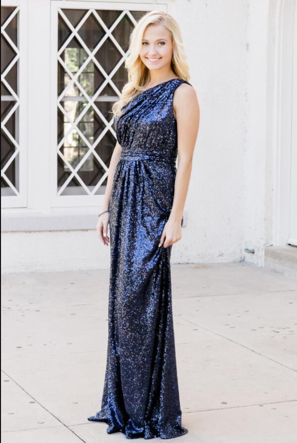 Sparkly Bridesmaid Dresses Sequins Lace One Shoulder Navy Blue Rose Go Anna PromDress Sparkly Bridesmaid Dresses Sequins Lace One Shoulder Navy Blue Rose Go Anna PromDress