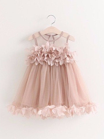 2017 Flower Girl Dresses Short Hand-Made Flower Scoop Tulle JKF001