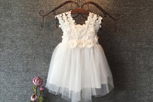2017 Flower Girl Dresses Short Hand-Made Flower Scoop Tulle JKF002