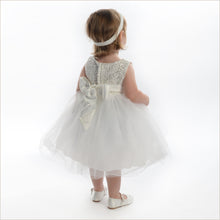 2017 Flower Girl Dresses White Lace Sequins Bowknot Tulle JKF004