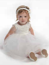 2017 Flower Girl Dresses White Lace Sequins Bowknot Tulle JKF004