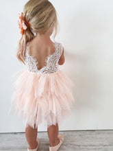 2017 Flower Girl Dresses Cheap Pink White Lace Tulle JKF005