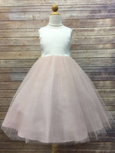 2017 Flower Girl Dresses Ivory and Champagne Bowknot Satin and Tulle JKF009