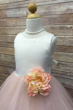2017 Flower Girl Dresses Ivory and Champagne Bowknot Satin and Tulle JKF009