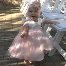 2017 Flower Girl Dresses Ivory and Champagne Bowknot Satin and Tulle JKF009