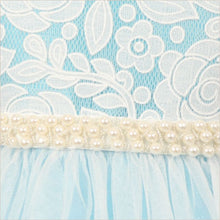 2017 Flower Girl Dresses Long White and Blue Lace Scoop Tulle JKF022
