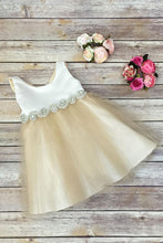 2017 Flower Girl Dresses Scoop Bowknot Knee-length Ivory Organza JKF023