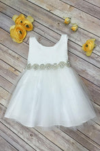 2017 Flower Girl Dresses Scoop Bowknot Knee-length Ivory Organza JKF023
