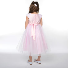 2017 Flower Girl Dresses Tea-length Ribbons Belt Pink Tulle And Satin JKF031