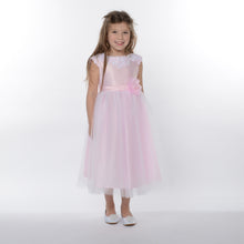 2017 Flower Girl Dresses Tea-length Ribbons Belt Pink Tulle And Satin JKF031