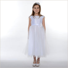 2017 Flower Girl Dresses Tea-length Ribbons Belt White Tulle And Satin JKF032