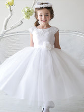 2017 Flower Girl Dresses Tea-length Ribbons Belt White Tulle And Satin JKF032
