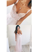 Prom Dresses Pink A-line V-neck Chiffon Prom Dress/Evening Dress #JKL003
