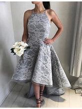 Prom Dresses Silver Lace Asymmetrical Prom Dress/Evening Dress #JKL016