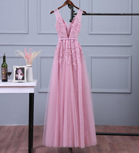 Prom Dresses Appliques V-neck Long Tulle Prom Dress/Evening Dress #JKL019