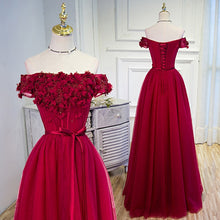 Prom Dresses Burgundy Hand-Made Flower Prom Dress/Evening Dress #JKL021