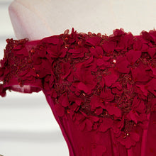 Prom Dresses Burgundy Hand-Made Flower Prom Dress/Evening Dress #JKL021