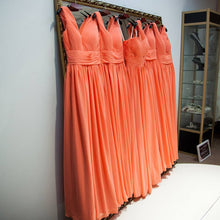 Bridesmaid Dresses Organge A-line V-neck Long Bridesmaid Dresses#JKL024