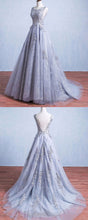 Prom Dresses Silver Lace Tulle Long Prom Dress/Evening Dress #JKL027