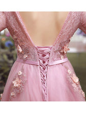 Prom Dresses Lace Short Train V-neck Sexy Prom Dress/Evening Dress #JKL030