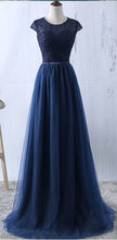 Prom Dresses Scoop Short Sleeve Lace Long Prom Dress/Evening Dress #JKL031