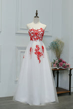 Prom Dresses White And Red Long Appliques Prom Dress/Evening Dress #JKL036