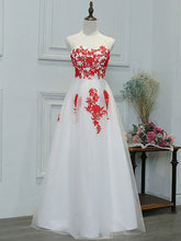 Prom Dresses White And Red Long Appliques Prom Dress/Evening Dress #JKL036