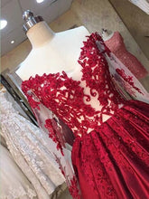 Red Prom Dresses Off-the-shoulder Long Sleeve Prom Dress/Evening Dress JKL045