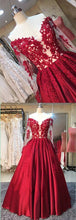 Red Prom Dresses Off-the-shoulder Long Sleeve Prom Dress/Evening Dress JKL045