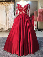 Red Prom Dresses Off-the-shoulder Long Sleeve Prom Dress/Evening Dress JKL045