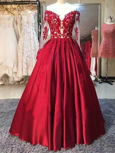 Red Prom Dresses Off-the-shoulder Long Sleeve Prom Dress/Evening Dress JKL045