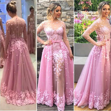 Long Sleeve Prom Dresses Detachable Train Sexy Prom Dress/Evening Dress JKL050