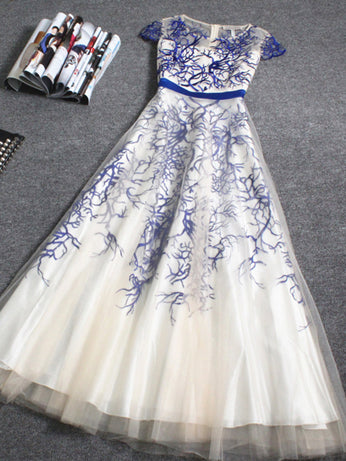 Beautiful Prom Dresses Embroidery A-line Long Prom Dress/Evening Dress JKL055