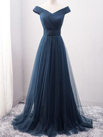 Cheap Prom Dresses Off-the-shoulder Long Tulle Prom Dress/Evening Dress JKL060