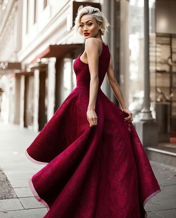 Chic Prom Dresses Sexy Halter Burgundy Lace Prom Dress/Evening Dress J Anna PromDress Chic Prom Dresses Sexy Halter Burgundy Lace Prom Dress/Evening Dress J Anna PromDress