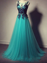 Beautiful Prom Dresses Scoop A-line Lace Long Tulle Prom Dress/Evening Dress JKL076