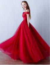 Burgundy Prom Dress Off-the-shoulder Floor-length Prom Dress/Evening Dress JKL084
