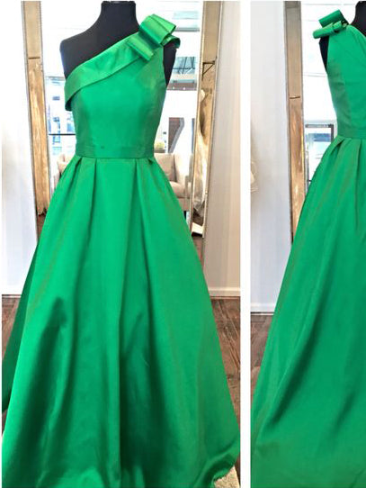 Chic Hunter Prom Dress One Shoulder Floor-length Prom Dress/Evening Dress JKL096