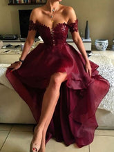 Chic Prom Dresses Off-the-shoulder Asymmetrical Organza Prom Dress/Evening Dress JKL099